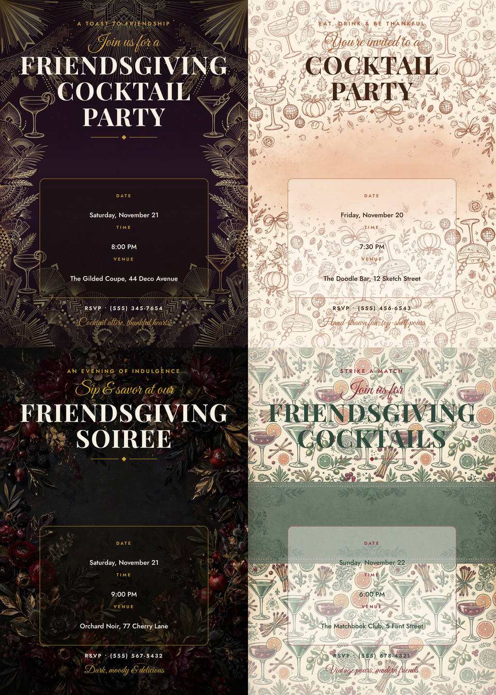 Friendsgiving Cocktail Party Invitation Pack