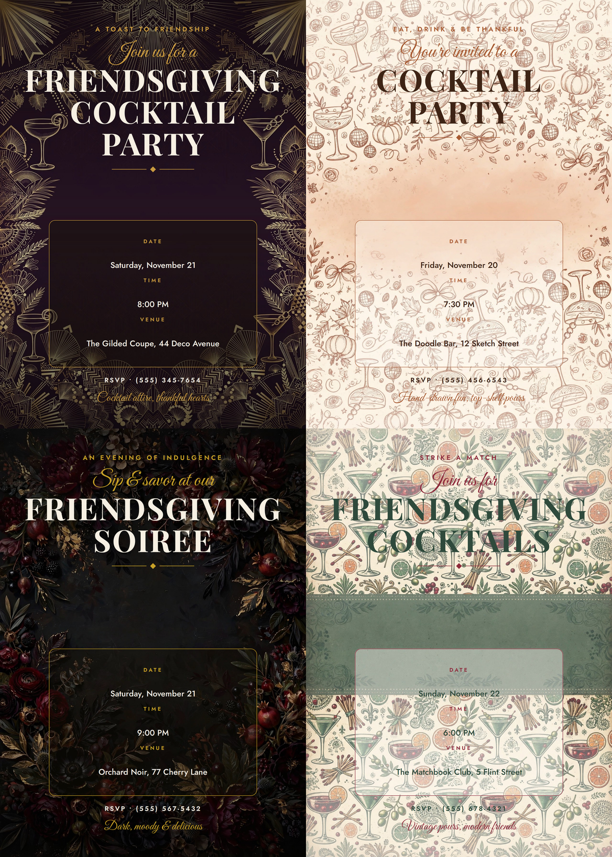 Friendsgiving Cocktail Party Invitation Pack
