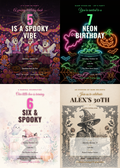 Halloween Birthday Party Invitation Pack