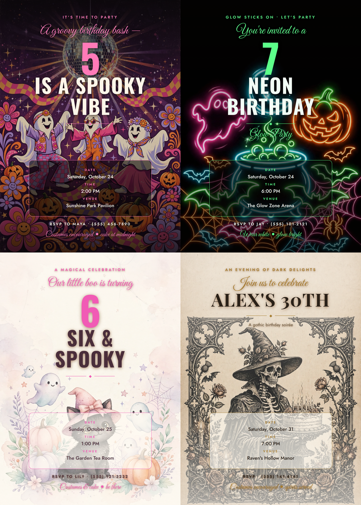 Halloween Birthday Party Invitation Pack