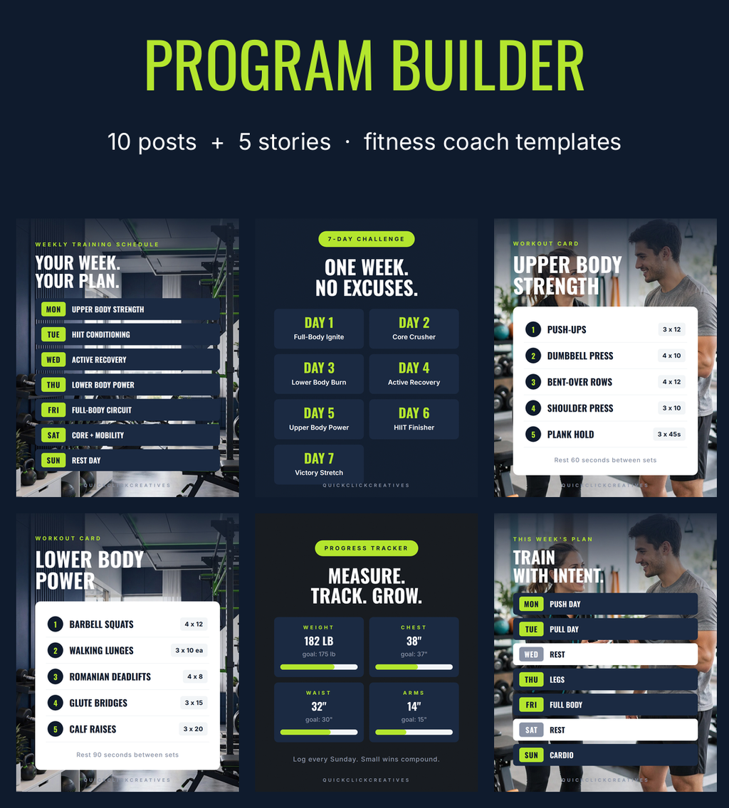 Program Builder Fitness Coach Social Media Templates