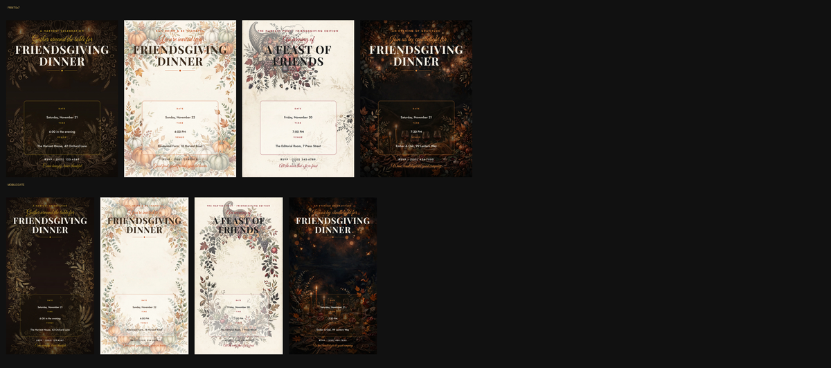 Friendsgiving Dinner Invitation Pack