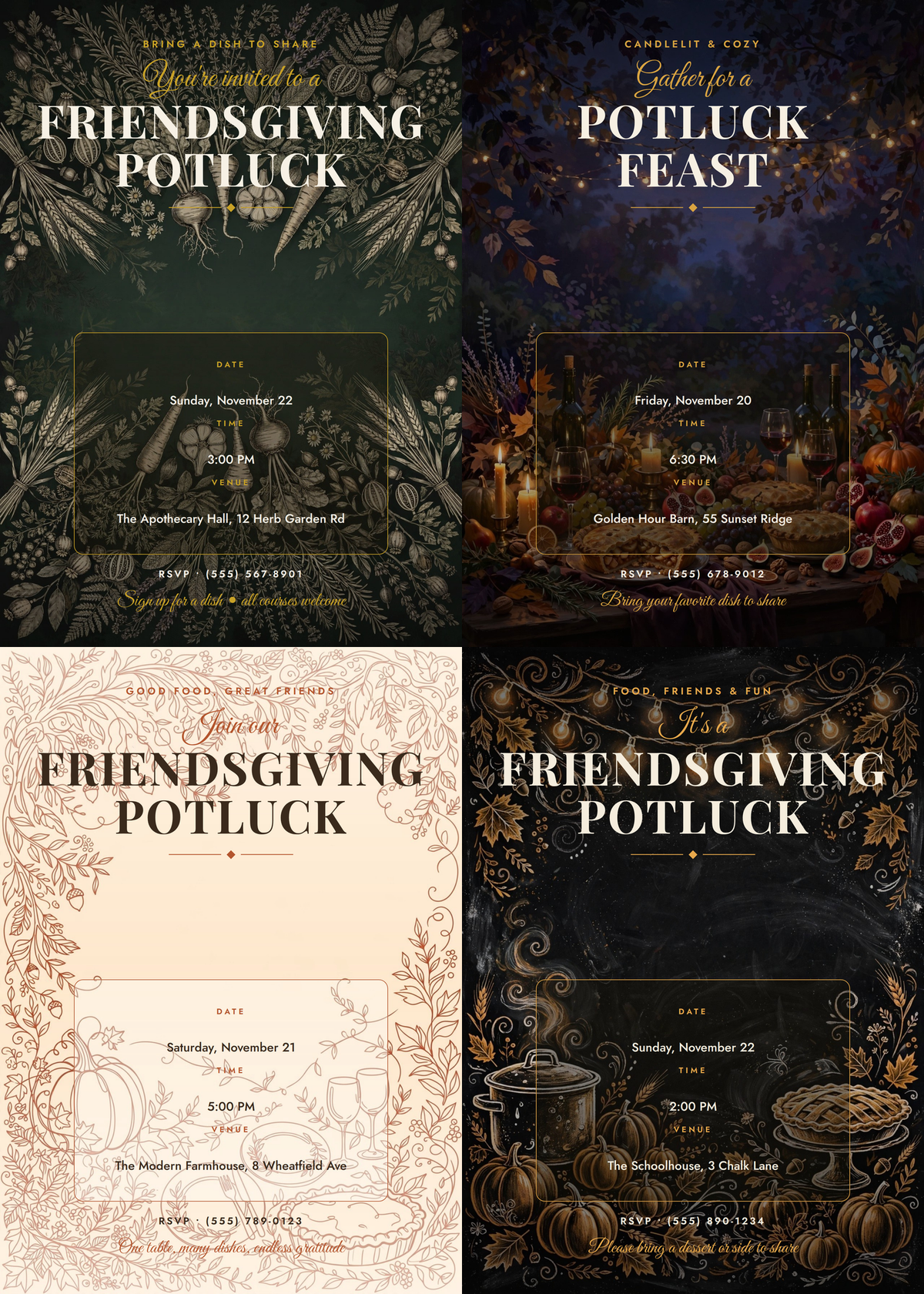 Friendsgiving Potluck Invitation Pack