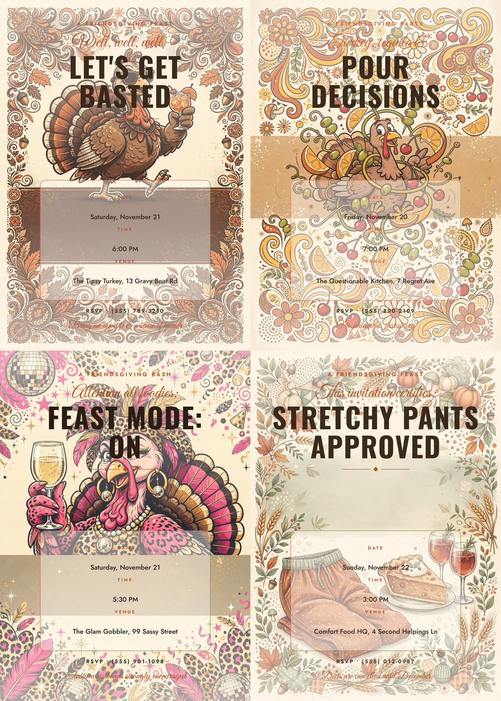 Funny Friendsgiving Invitation Pack