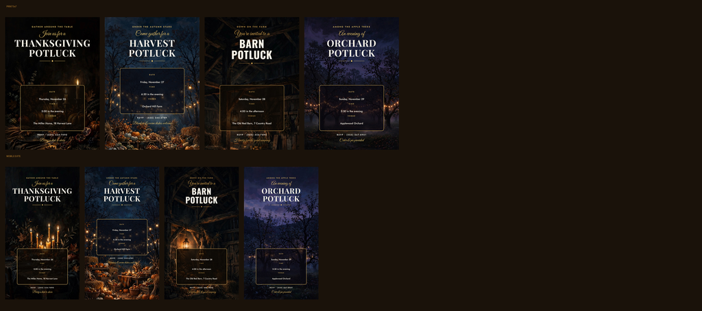 Thanksgiving Potluck Invitation Pack