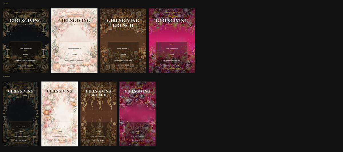 Girlsgiving Invitation Pack