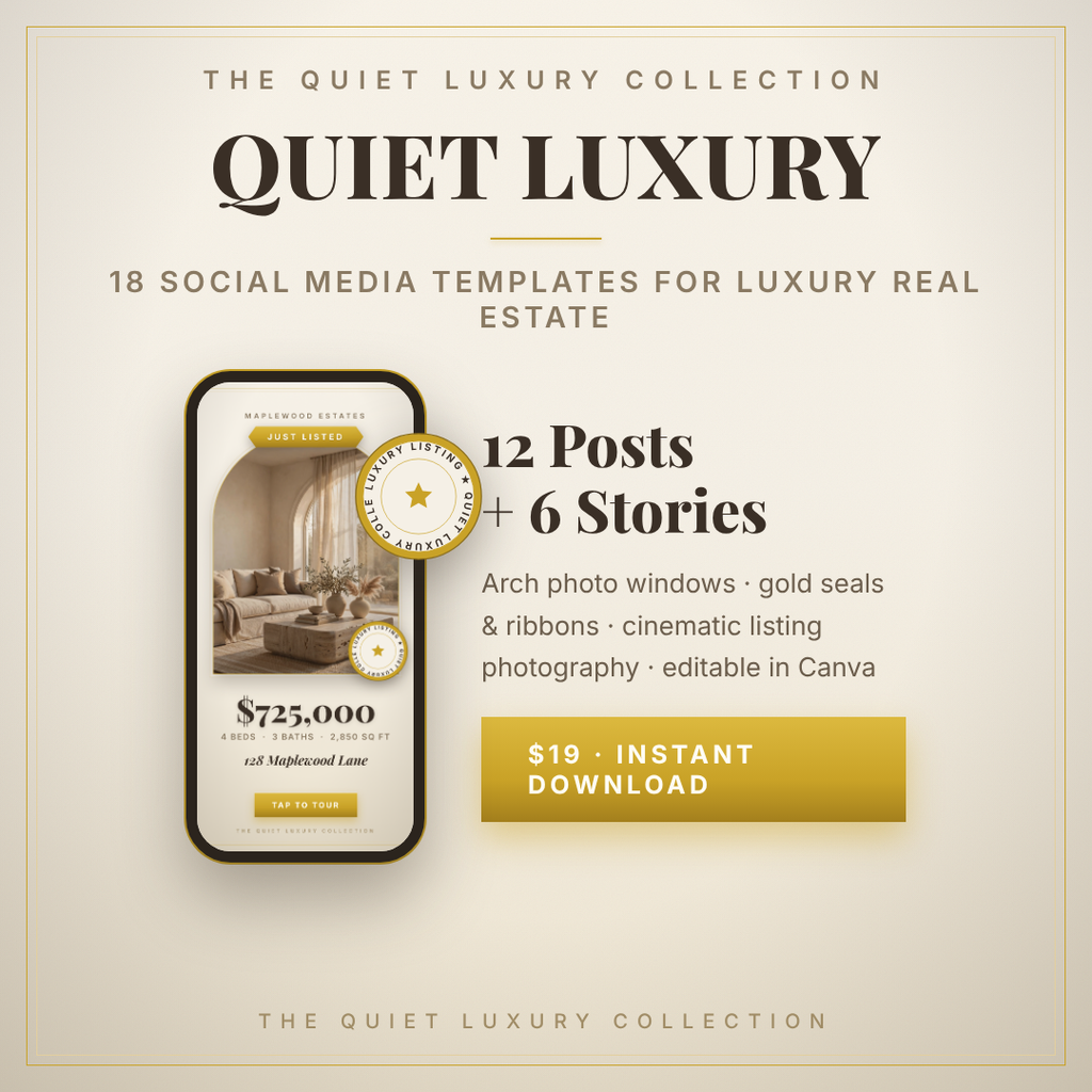 Quiet Luxury Beige System — Real Estate Social Media Templates