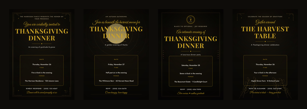 Golden Harvest Thanksgiving Dinner Invitations