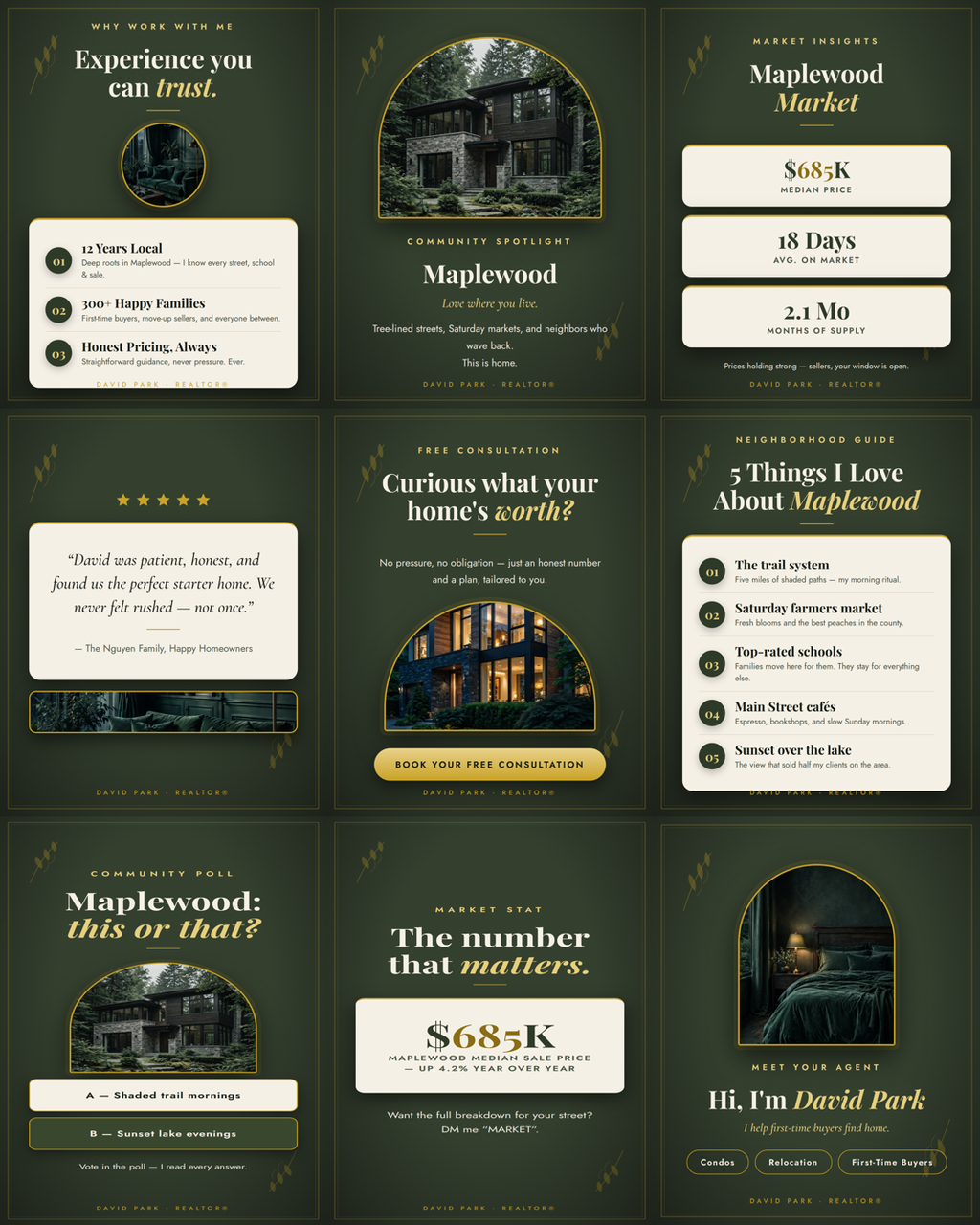 Sage Green Trust Builder — Real Estate Social Media Templates
