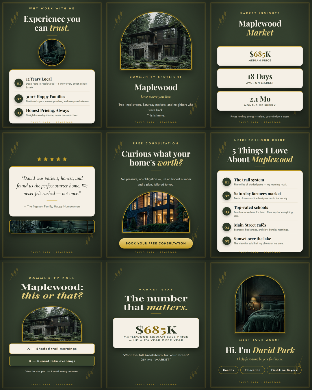 Sage Green Trust Builder — Real Estate Social Media Templates