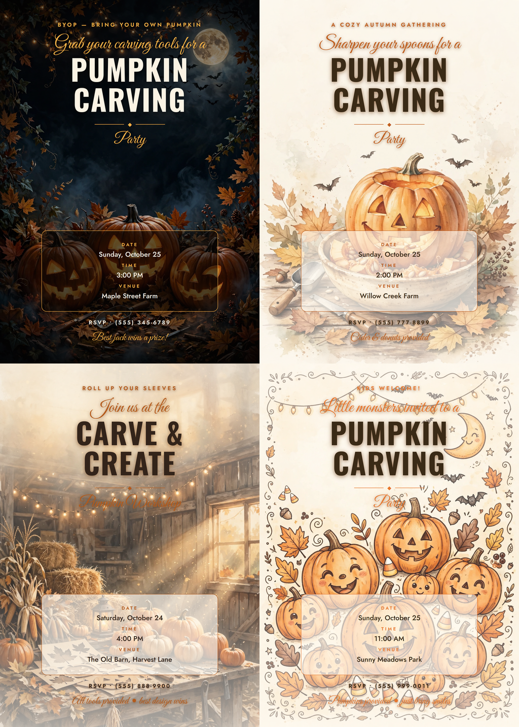 Pumpkin Carving Party Invitation Pack