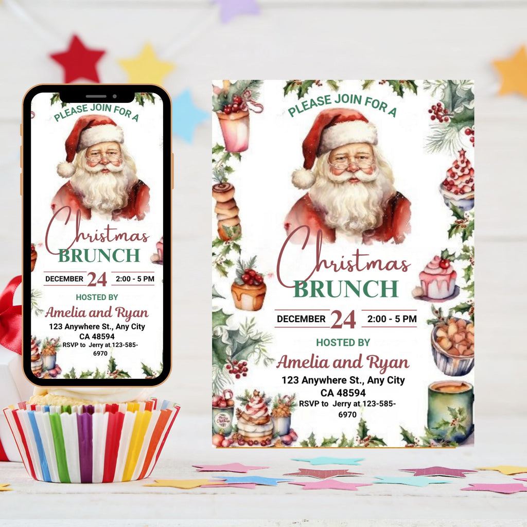 Christmas Brunch Invitation Template, Let's Brunch Invitation, Christmas Breakfast Invite, Christmas Brunch Invite, Christmas Party Invite