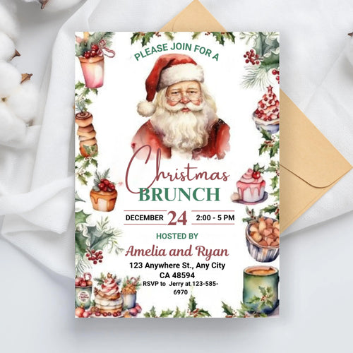 Christmas Brunch Invitation Template, Let's Brunch Invitation, Christmas Breakfast Invite, Christmas Brunch Invite, Christmas Party Invite