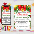 Christmas Dinner Invitation, Holiday Party Invitation, Christmas Invitation, Christmas Party, Digital Download, Editable Canva Template