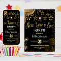 New Year’s Eve Party Invite Editable, Gold Celebration New Year Digital Invitation, Black and Gold New Year Evite, Instant Download invite