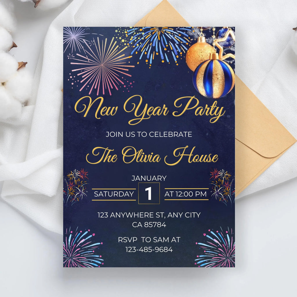Editable New Year Invitation, 2026 New Year Invitation, NYE 2026 Invitation, Electronic New Year Party Invite, NYE Birthday Party Invitation