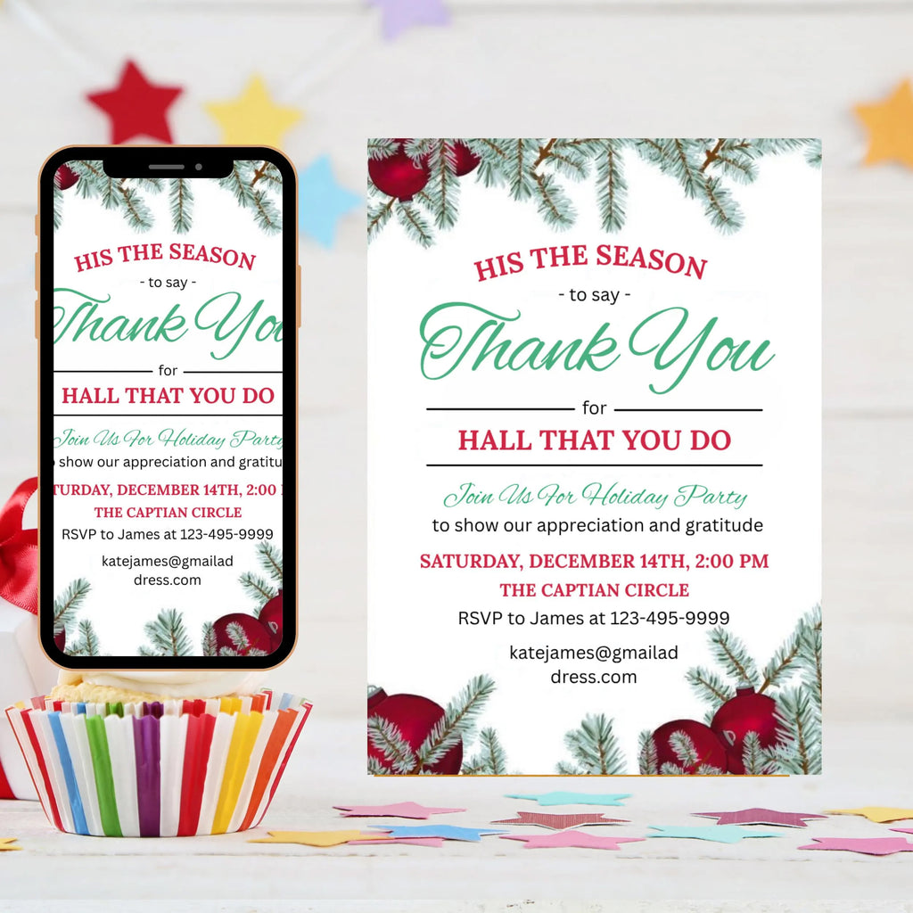Company Holiday Party Invitation, Company Christmas Party, Client Appreciation Invite, Happy Hour, Staff Appreciation, Printable evite card