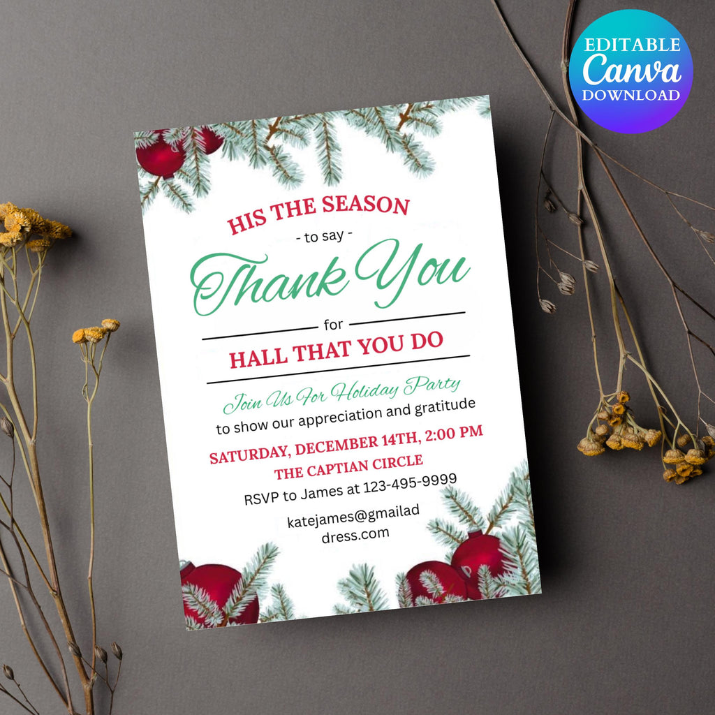 Company Holiday Party Invitation, Company Christmas Party, Client Appreciation Invite, Happy Hour, Staff Appreciation, Printable evite card
