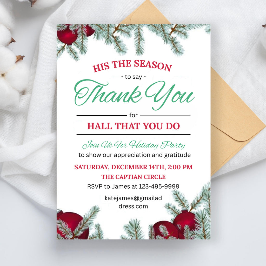 Company Holiday Party Invitation, Company Christmas Party, Client Appreciation Invite, Happy Hour, Staff Appreciation, Printable evite card