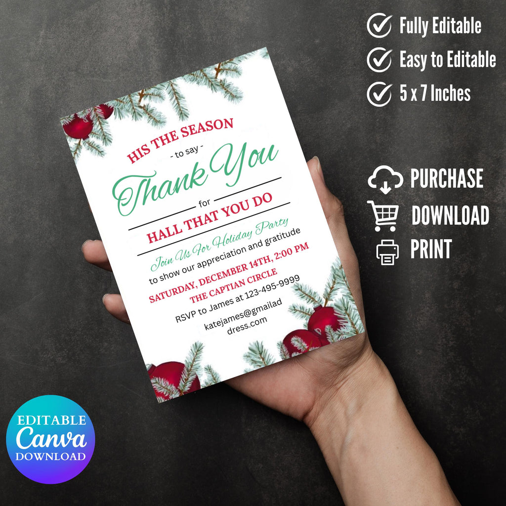 Company Holiday Party Invitation, Company Christmas Party, Client Appreciation Invite, Happy Hour, Staff Appreciation, Printable evite card