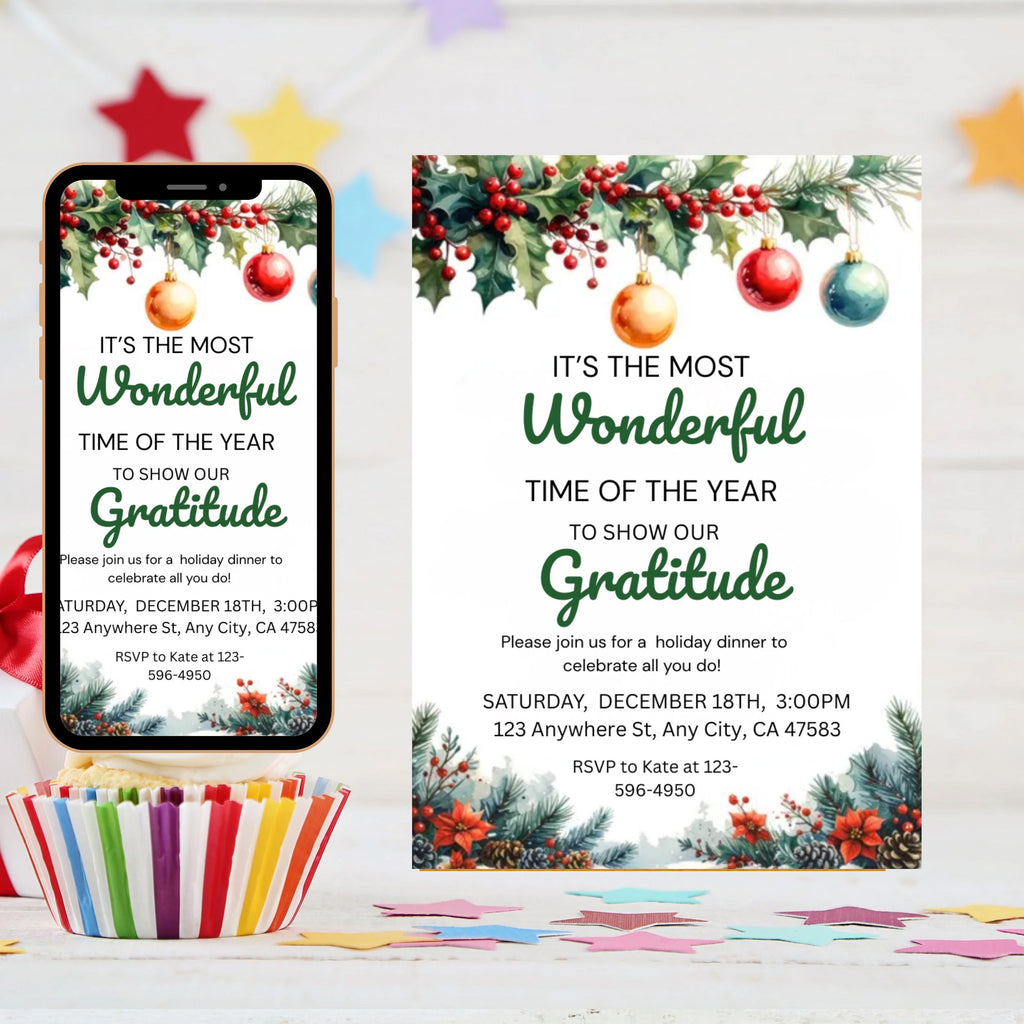 Work Holiday Party Invitation, Company Christmas Party,  Party, Staff Appreciation, Happy Hour evite, Holiday party,  Digital Canva Template
