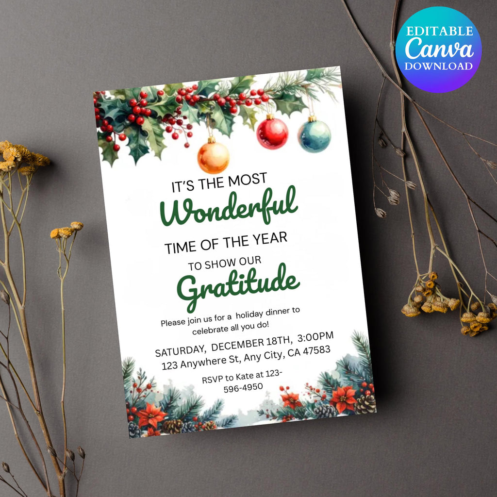 Work Holiday Party Invitation, Company Christmas Party,  Party, Staff Appreciation, Happy Hour evite, Holiday party,  Digital Canva Template