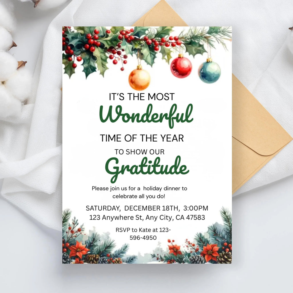 Work Holiday Party Invitation, Company Christmas Party,  Party, Staff Appreciation, Happy Hour evite, Holiday party,  Digital Canva Template