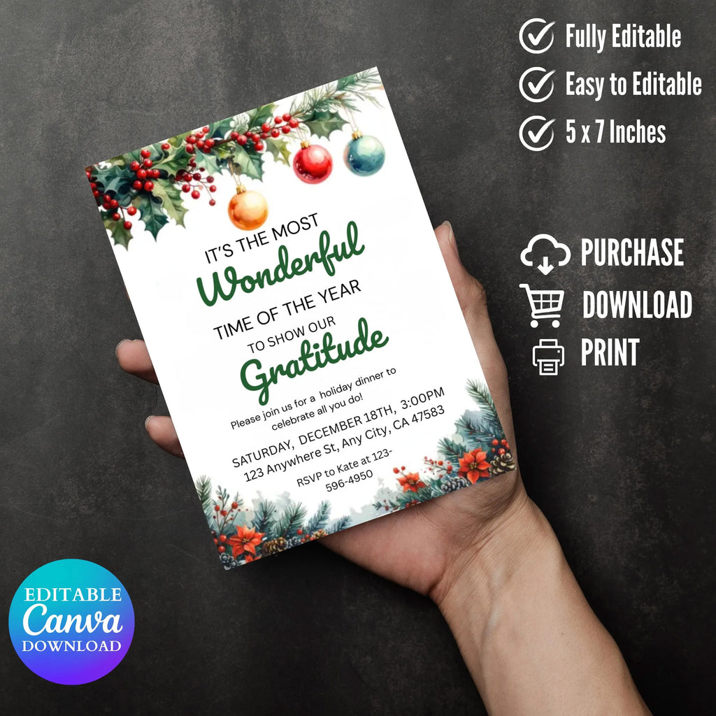 Work Holiday Party Invitation, Company Christmas Party,  Party, Staff Appreciation, Happy Hour evite, Holiday party,  Digital Canva Template