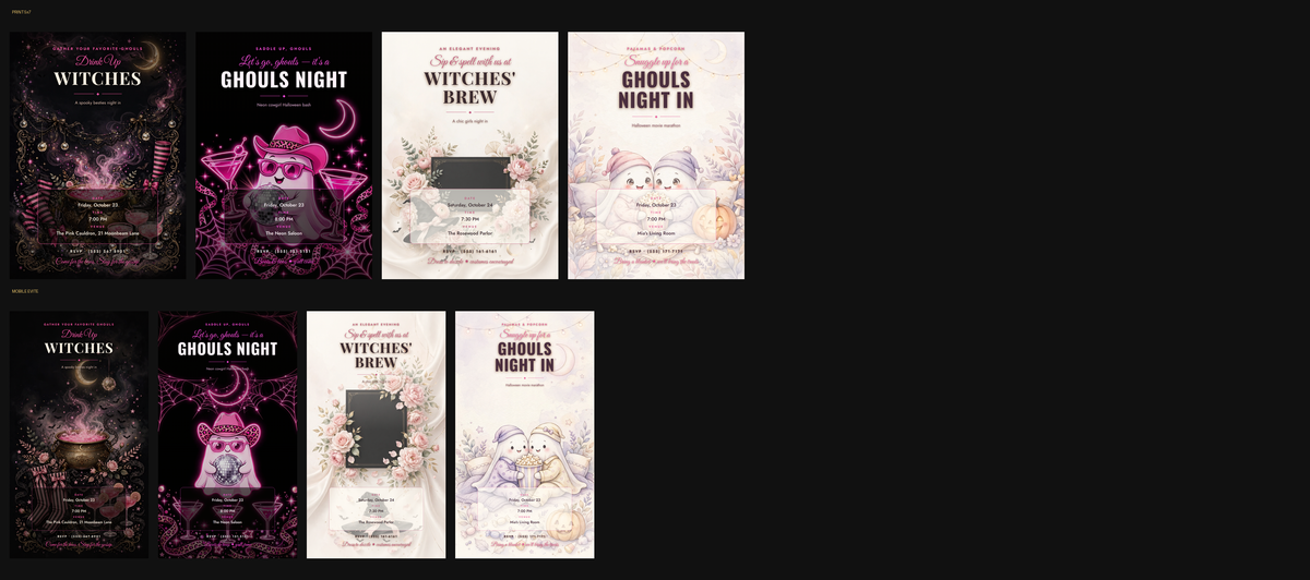 Halloween Girls Night Invitation Pack
