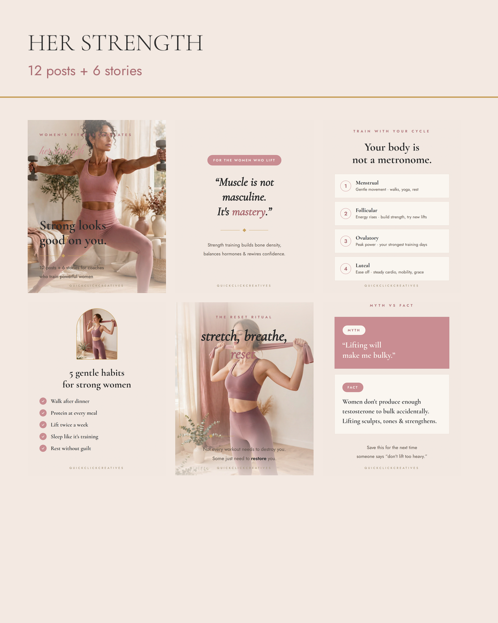 Her Strength Women's Fitness Social Media Templates