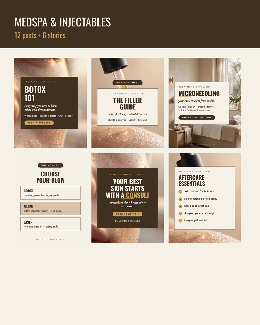 Medspa & Injectables — Botox Filler Aesthetic Social Media Templates