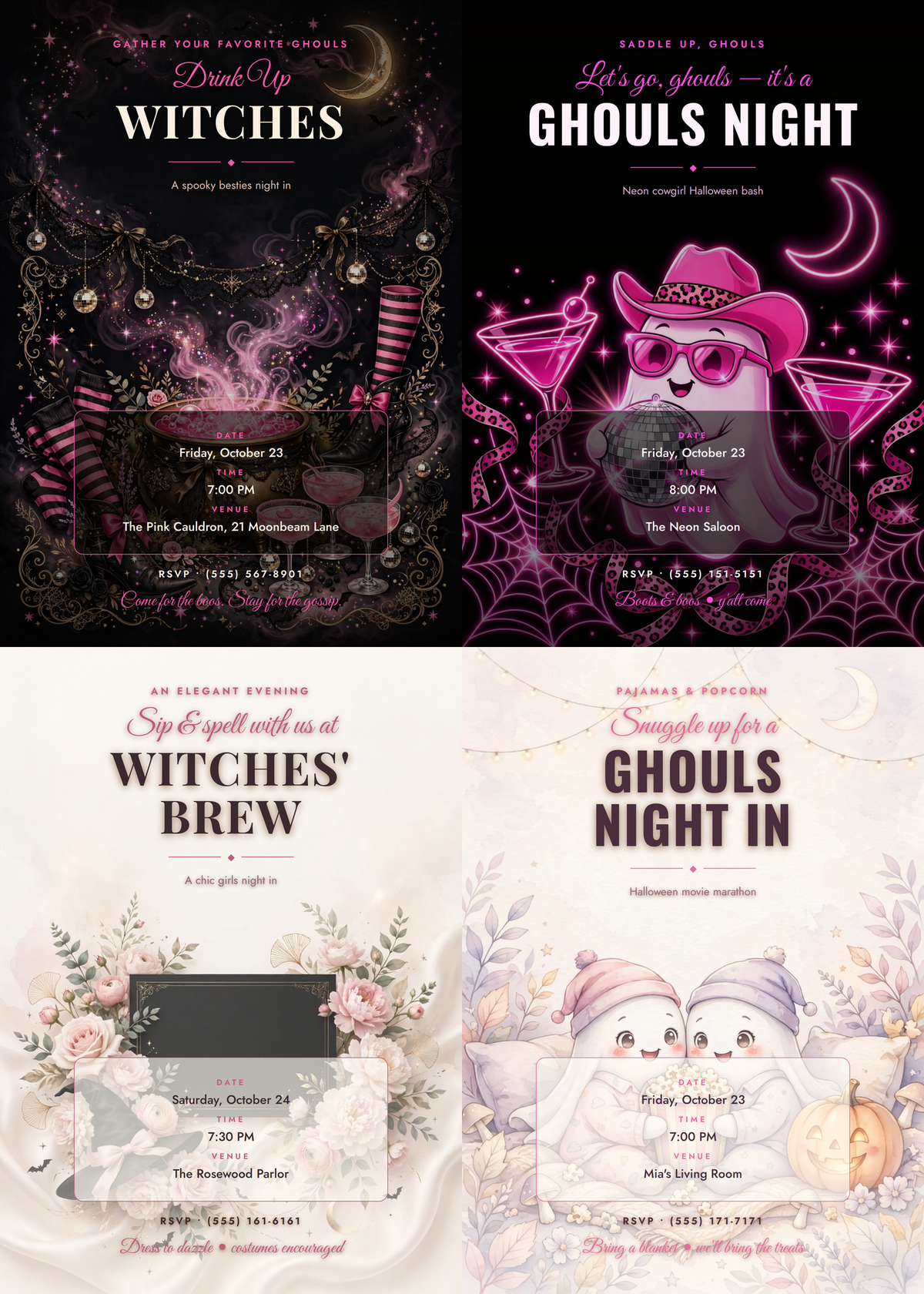 Halloween Girls Night Invitation Pack