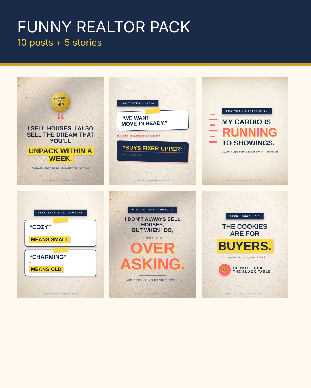 Funny Realtor Pack — Real Estate Humor Social Media Templates
