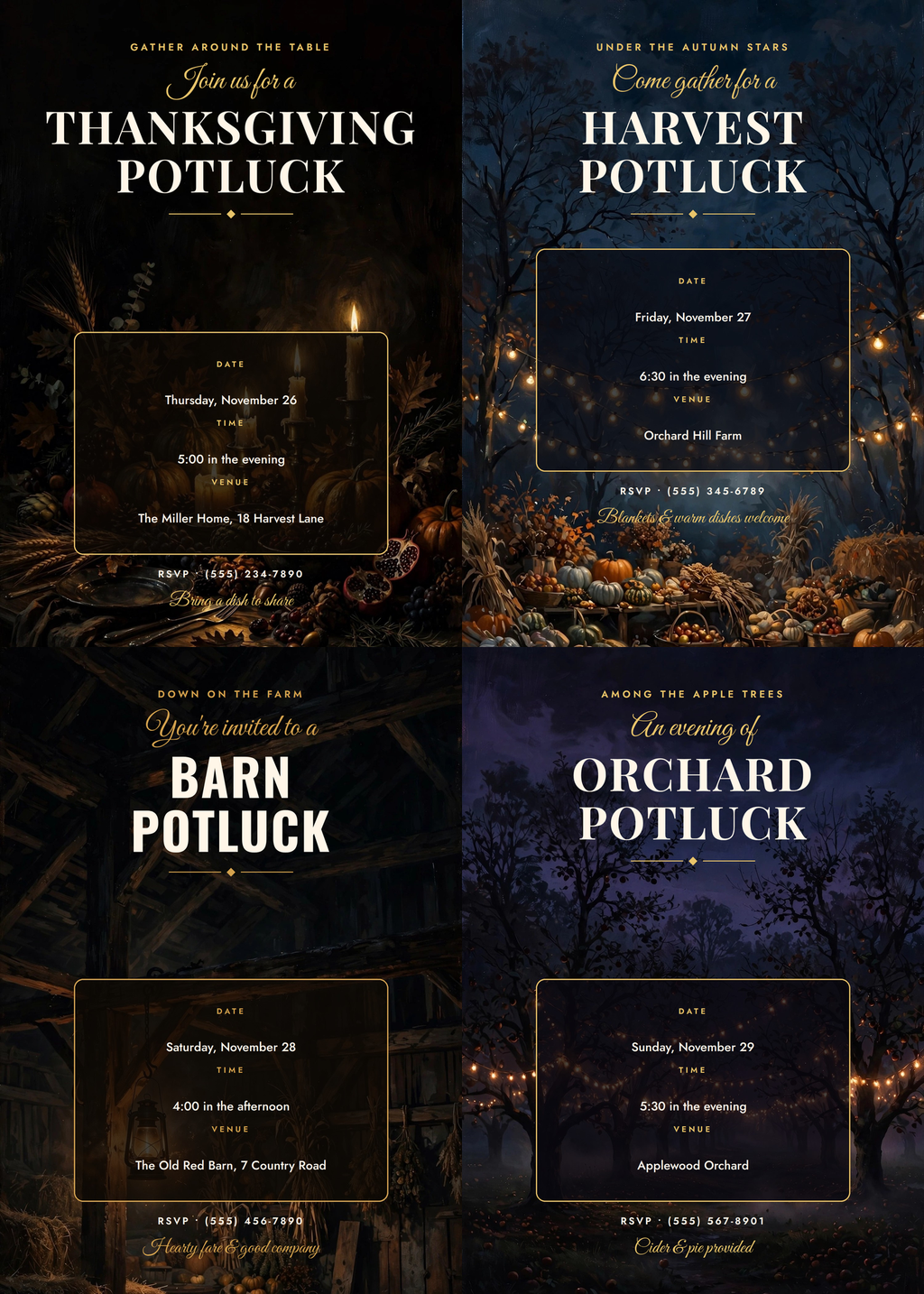 Thanksgiving Potluck Invitation Pack