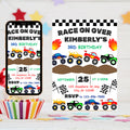 Monster Truck Birthday Invitation: Editable Canva Template, Thank You Card (Digital Download)