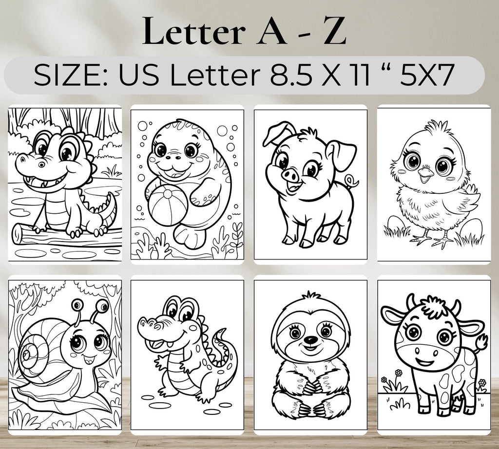 Cute Baby Animal Coloring Book, Adult & Kids, Animal Coloring Book, Baby Animals Coloring Page, Animal Coloring Pages for Kids, Cute Animals