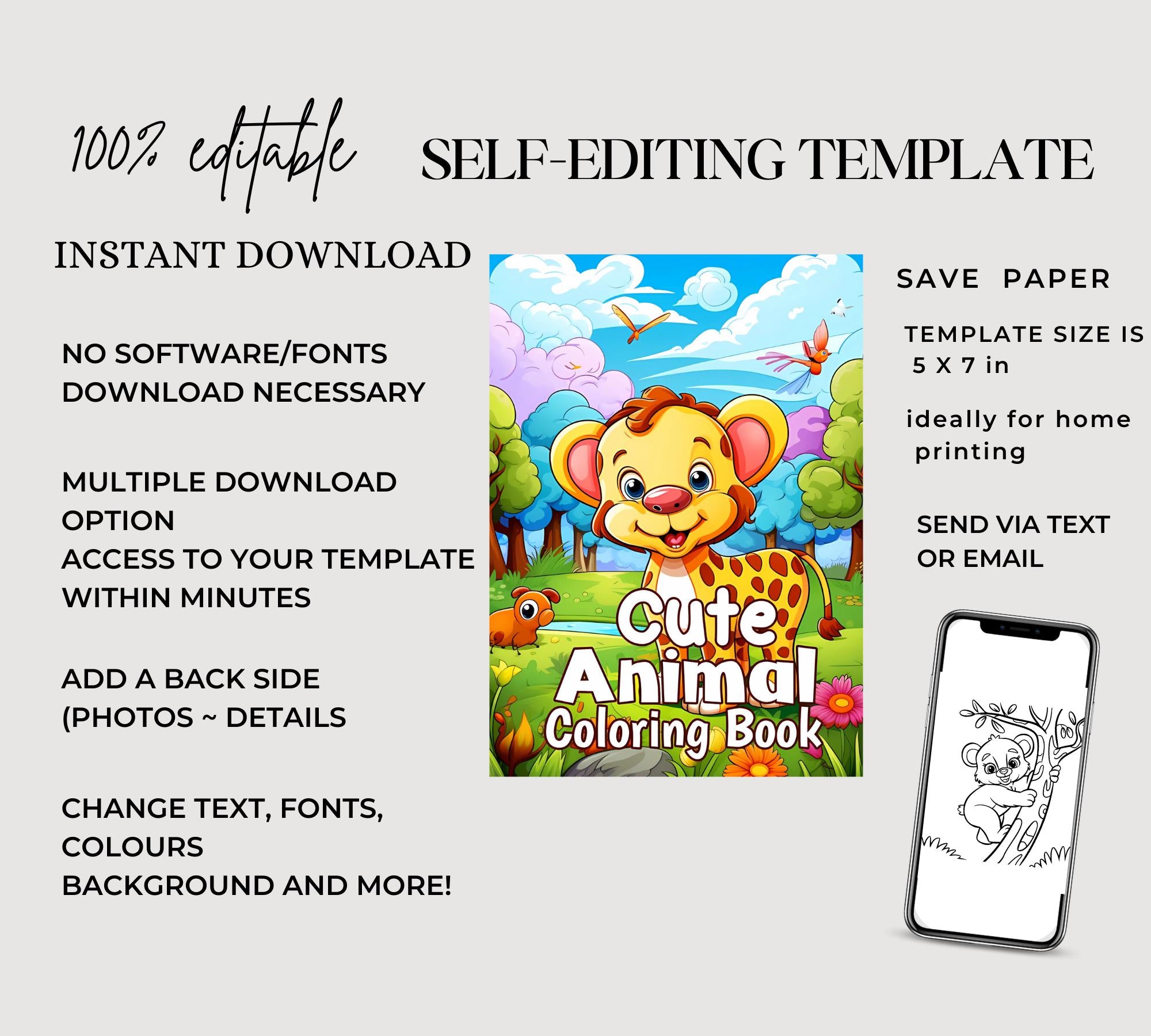 70 Cute Baby Animal Coloring Book Cute Animal Coloring Pages Coloring Sheets Adorable Coloring for Adults and Kids Kawaii Animal Art Book