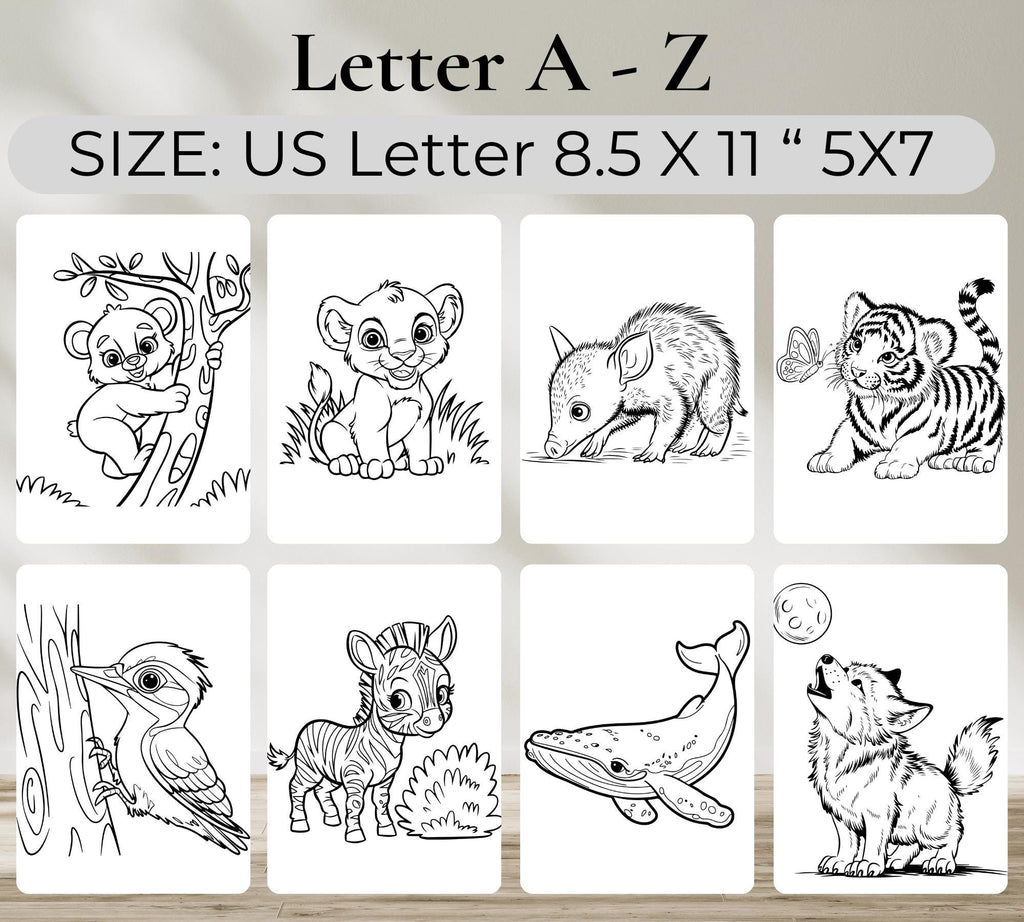 70 Cute Baby Animal Coloring Book Cute Animal Coloring Pages Coloring Sheets Adorable Coloring for Adults and Kids Kawaii Animal Art Book