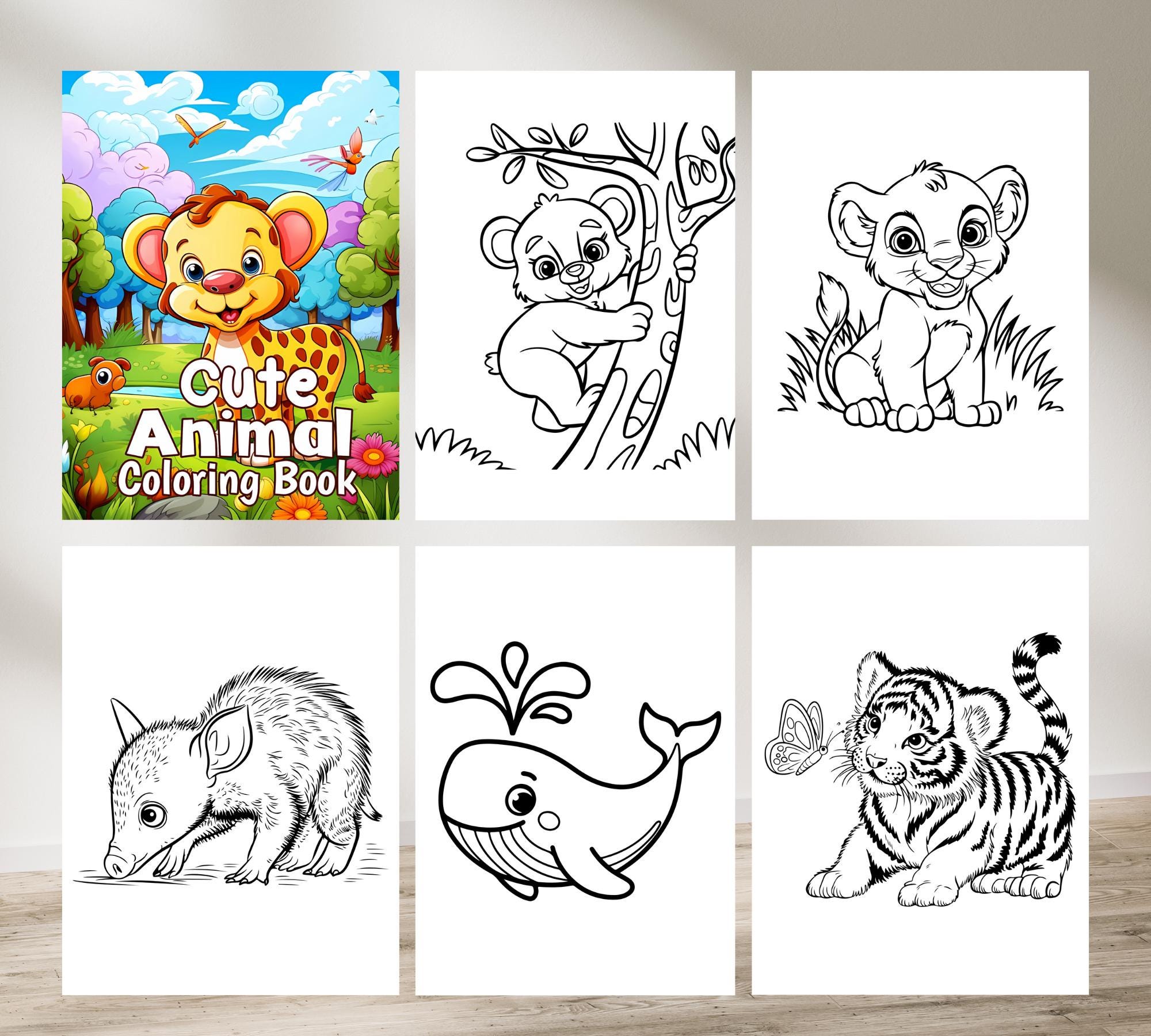 70 Cute Baby Animal Coloring Book Cute Animal Coloring Pages Coloring Sheets Adorable Coloring for Adults and Kids Kawaii Animal Art Book