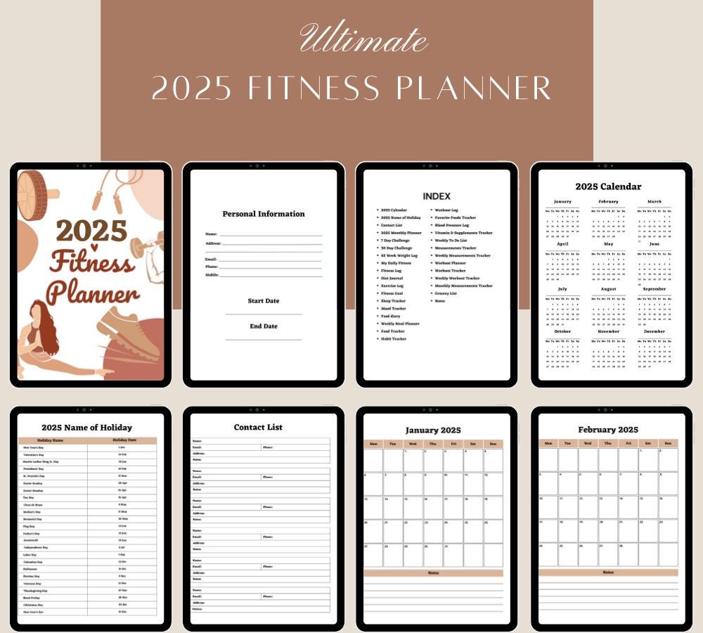 Digital Fitness Planner: Weight Loss, Workout, Meal Tracker (GoodNotes & PDF Downloadable