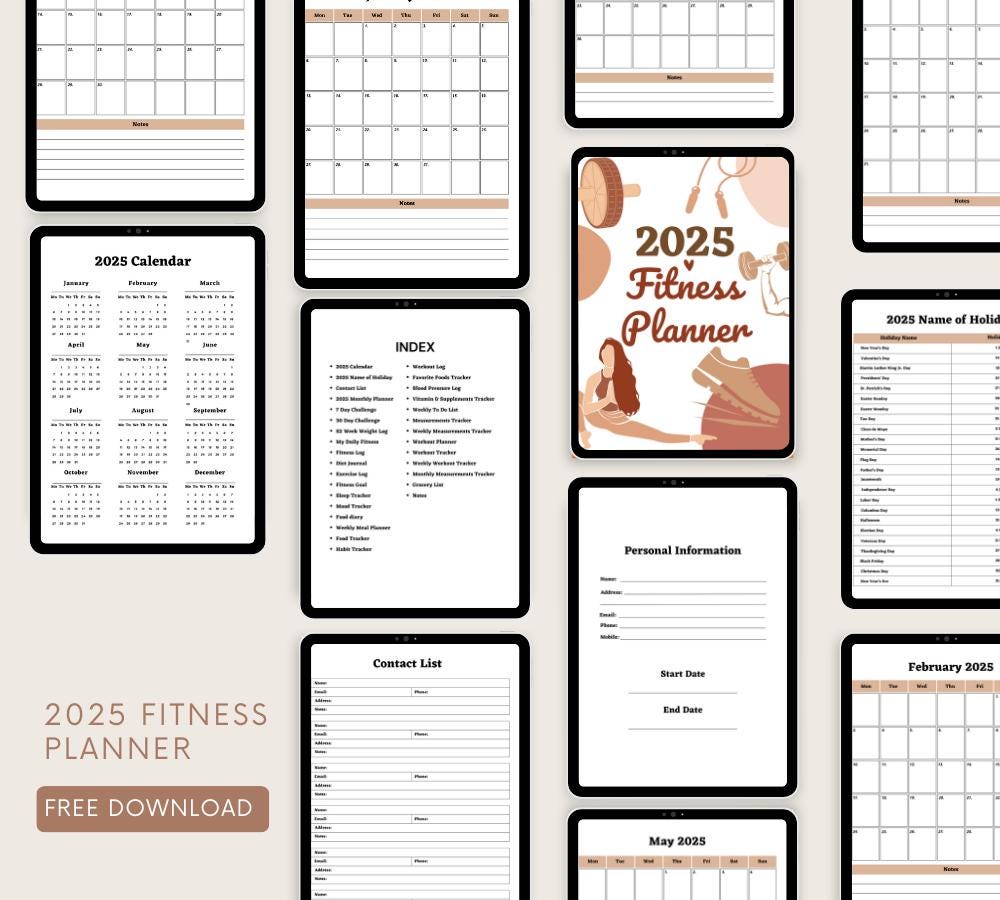 Digital Fitness Planner: Weight Loss, Workout, Meal Tracker (GoodNotes & PDF Downloadable
