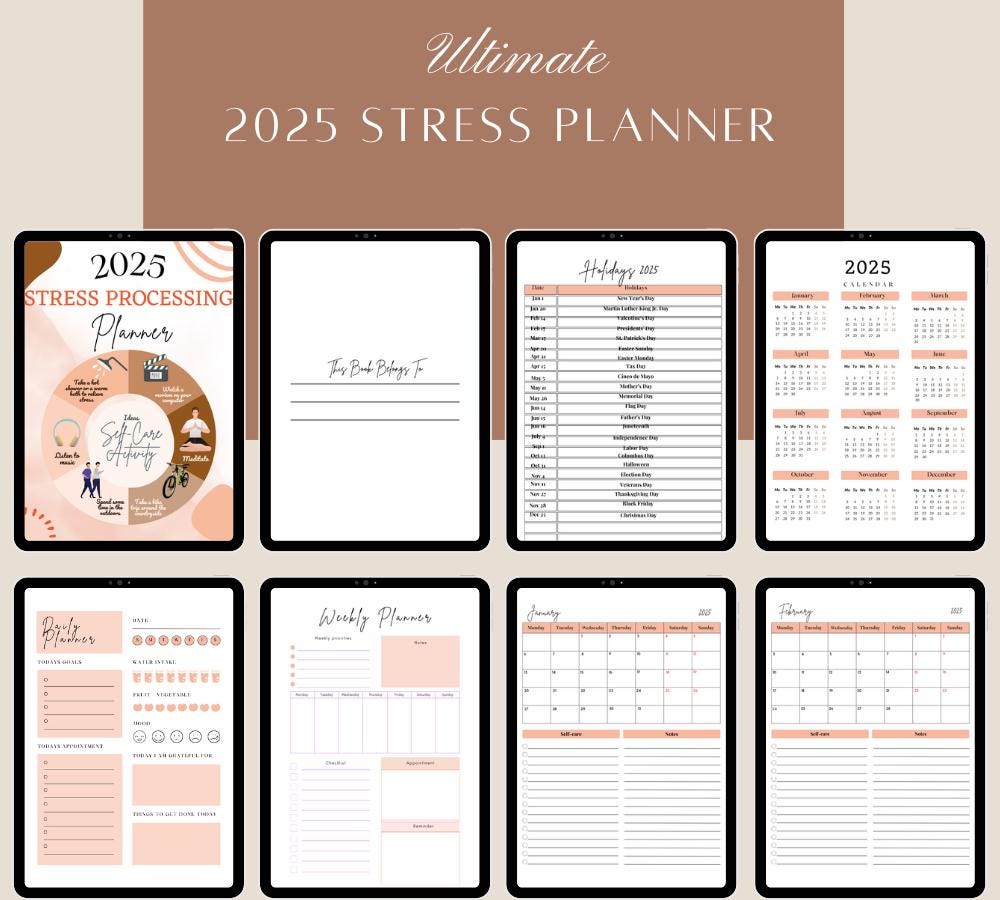 Stress Management Journal for Personal Use | PDF Printable and Digital Use | Dealing with Stress Workbook | Stress Worksheet | Stress Reduce