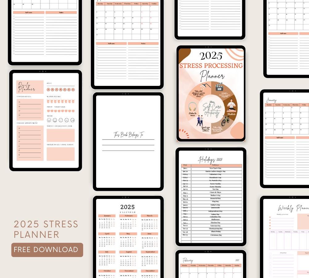 Stress Management Journal for Personal Use | PDF Printable and Digital Use | Dealing with Stress Workbook | Stress Worksheet | Stress Reduce
