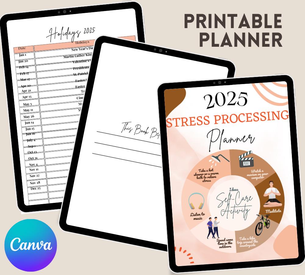 Stress Management Journal for Personal Use | PDF Printable and Digital Use | Dealing with Stress Workbook | Stress Worksheet | Stress Reduce