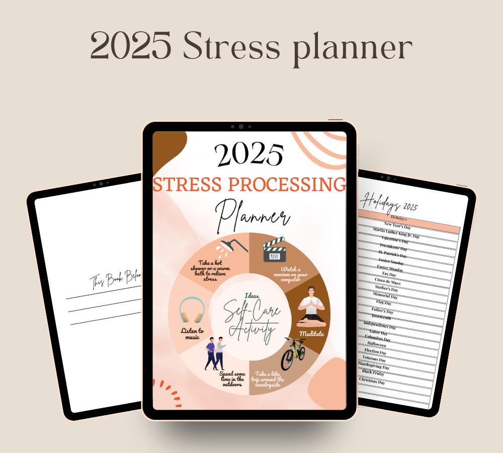 Stress Management Journal for Personal Use | PDF Printable and Digital Use | Dealing with Stress Workbook | Stress Worksheet | Stress Reduce