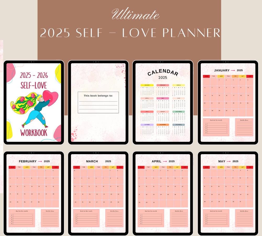 Self Love Journal: Printable Self-Care Workbook & Affirmation Planner (PDF Template)