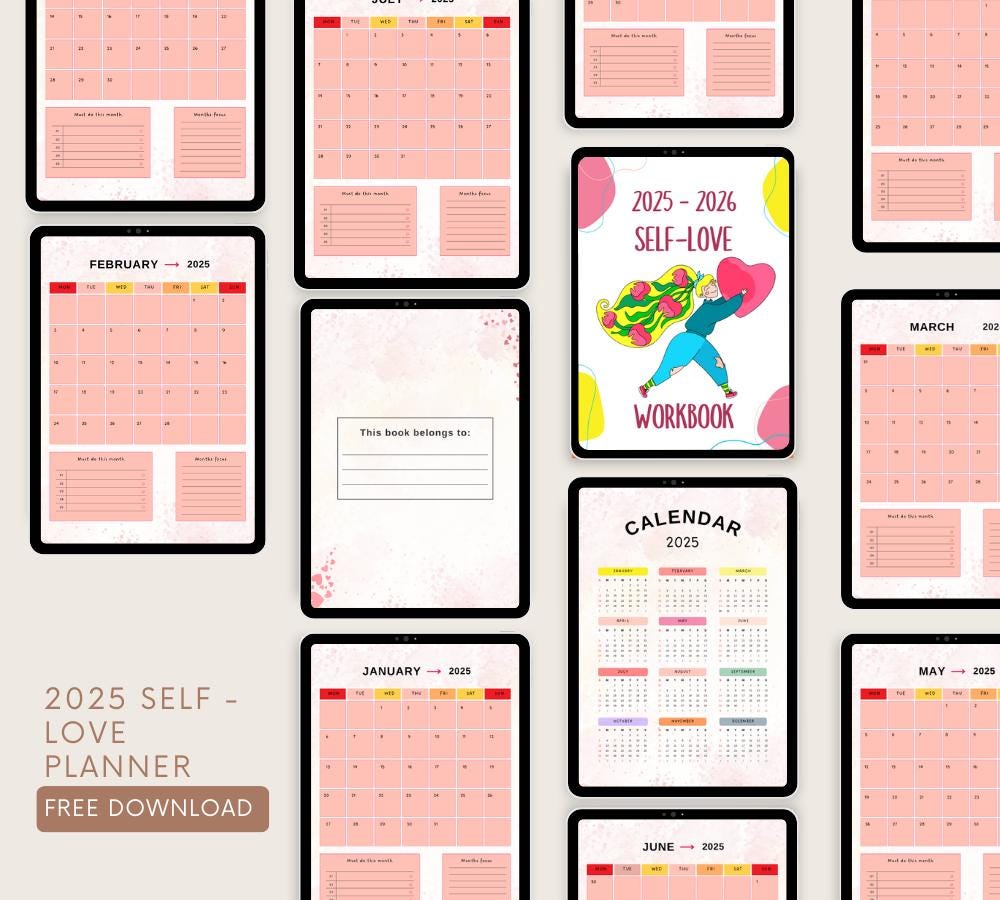 Self Love Journal: Printable Self-Care Workbook & Affirmation Planner (PDF Template)