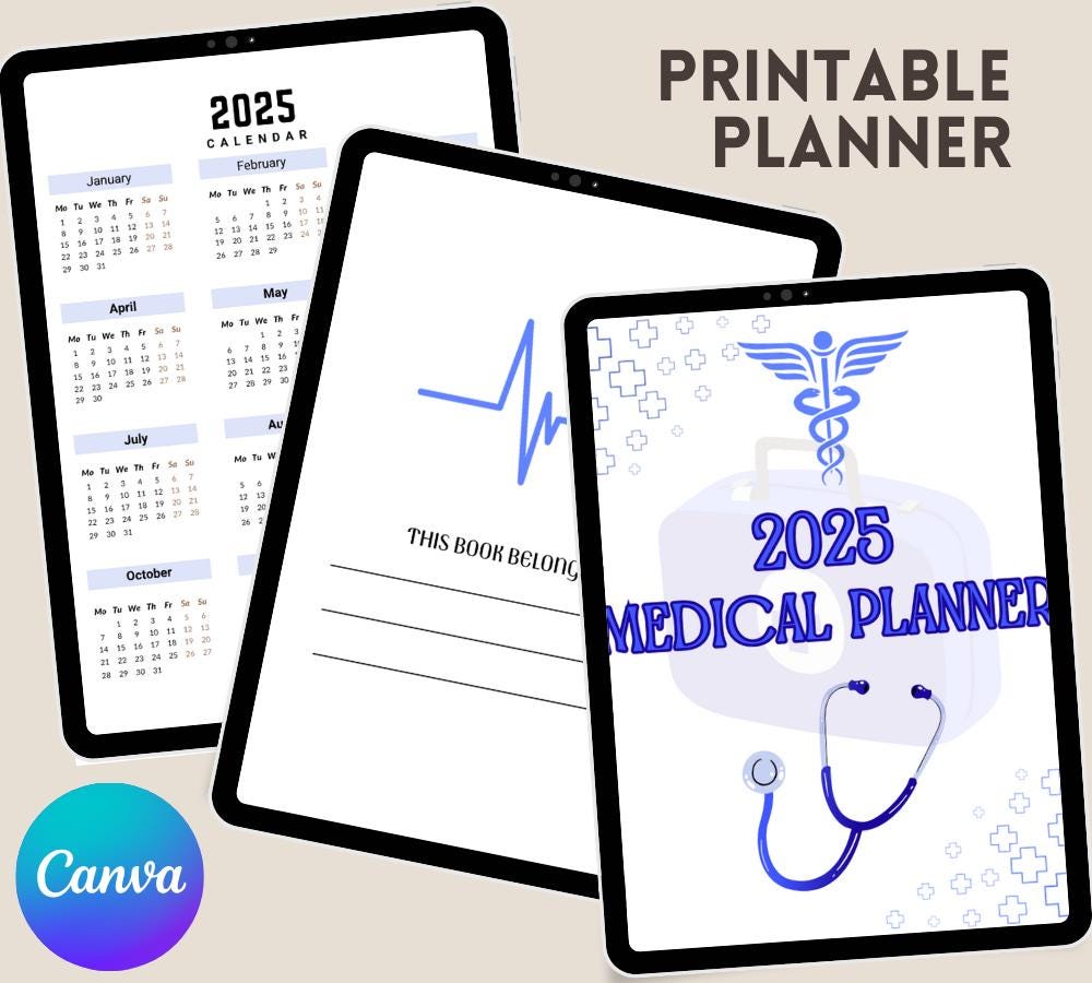 Digital Medical Planner: Health Tracker, Doctor Visit Log (Printable & Spreadsheet Format)