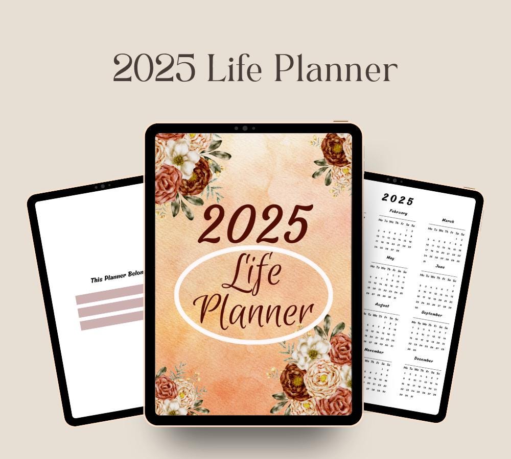 All-in-One Digital Planner 2025 2026 2027, Hyperlink Digital Planner, Daily Weekly Monthly Journal, Goodnotes Planner, Apple Google Calendar