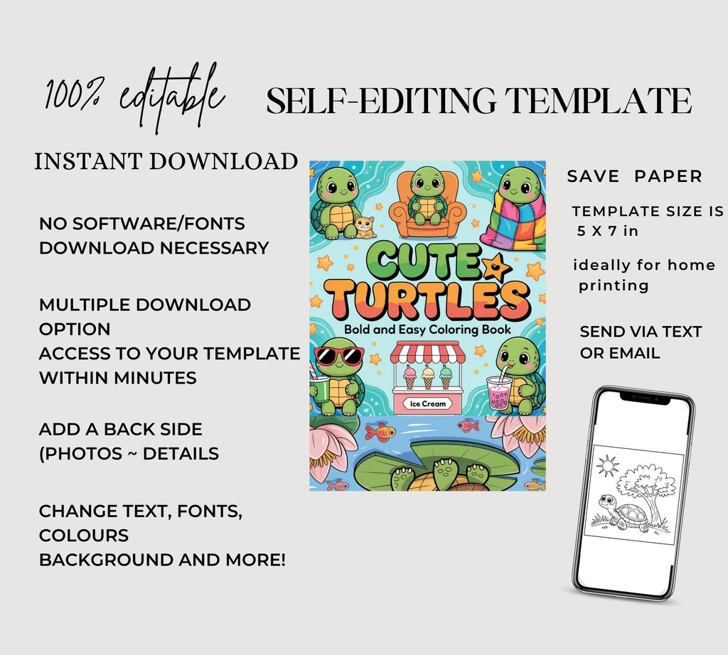 Turtle Coloring Book: 30+ Fun Turtle Pages for Kids & Adults (PDF Download)